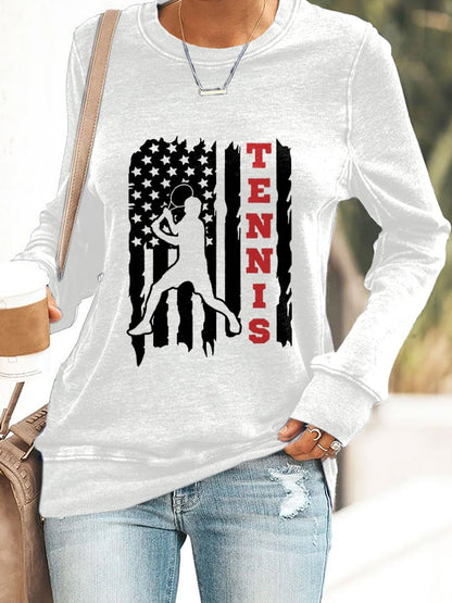 Women'S Tennis Flag Printed Sweatshirt