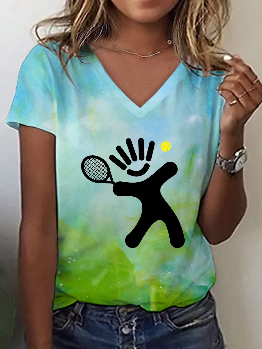 Women's Fun Tennis Printed Casual T-Shirt