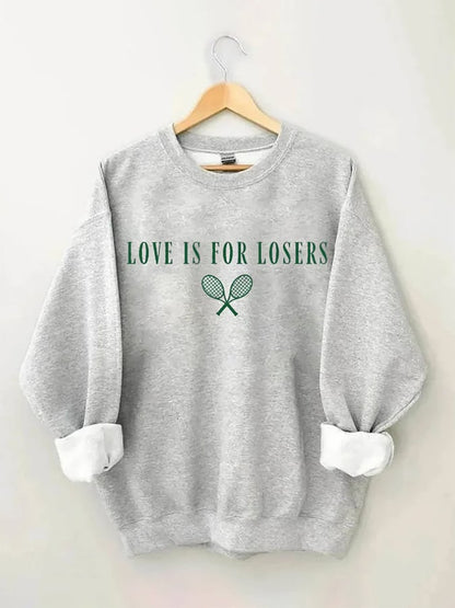 Women's Love Is For Losers Tennis Print Crewneck Sweatshirt