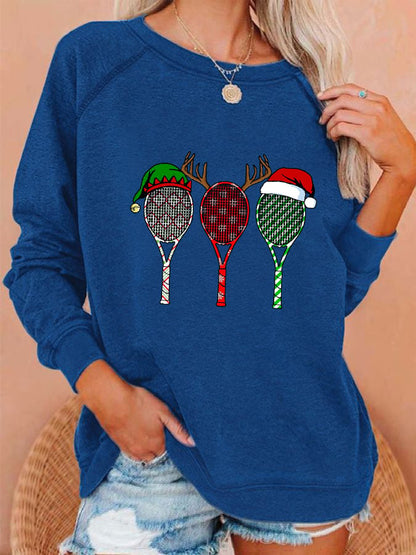 Women's Christmas Tennis Racket Print Sweatshirt