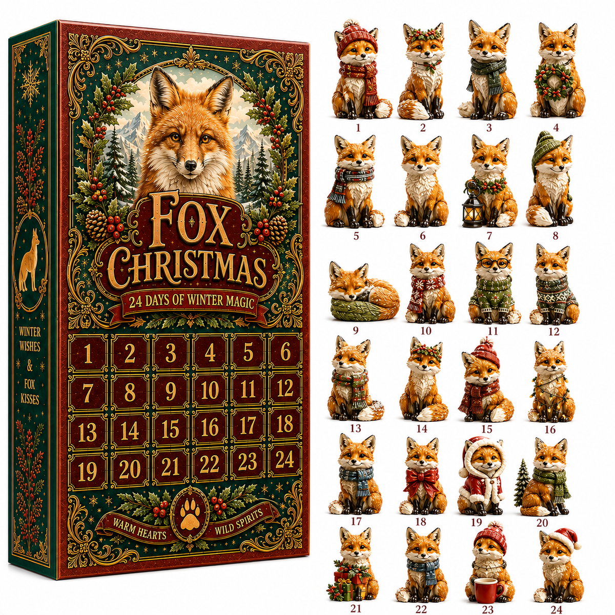 ✨24-Day Christmas Countdown Advent Calendar –Fox decoration