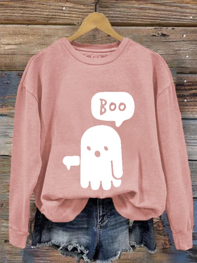 Women's Dislike Boo Ghost Printed Casual Sweatshirt