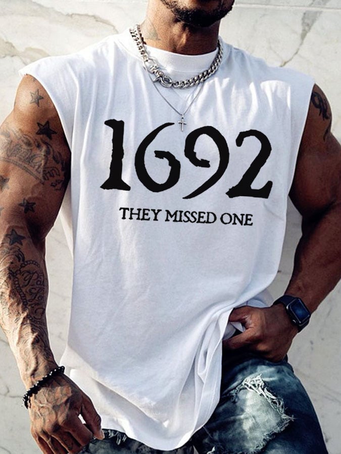 Men's 1692 They Missed One Salem Witch Print Tank Top