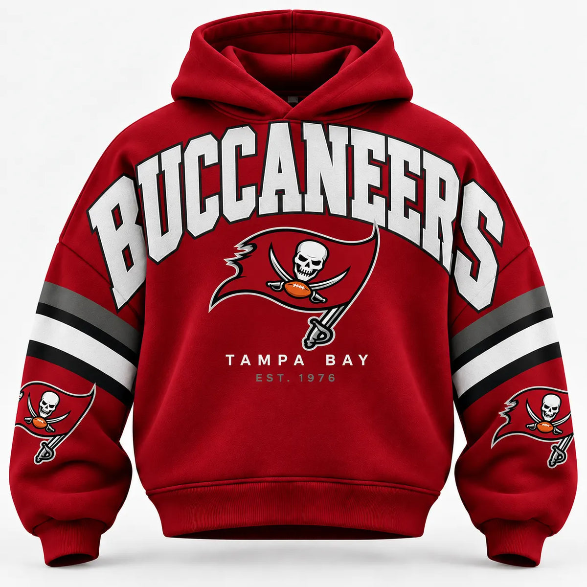 TAMPA BAY BUCCANEERS AIRY CLOUD FEEL OVERSIZED FOOTBALL GRAPHIC HOODIE