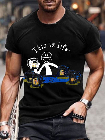 Men's Oktoberfest Beer Printed  Short Sleeve T-Shirt