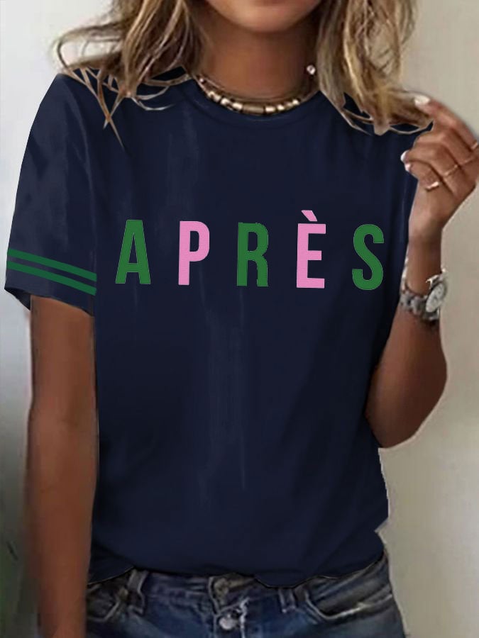 Women's Tennis Printed Round-Neck Casual T-Shirt