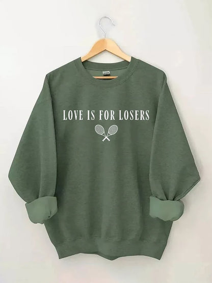 Women's Love Is For Losers Tennis Print Crewneck Sweatshirt