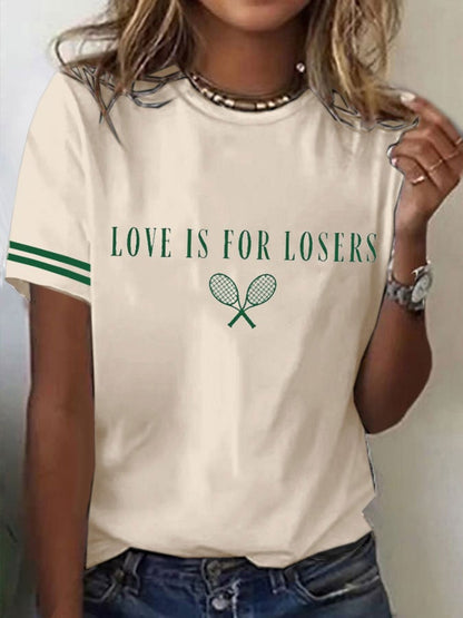 Women's Tennis Printed Round-Neck Casual T-Shirt