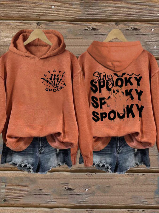 Women's  Halloween Stay Spooky Ghost Printed Casual Hoodie