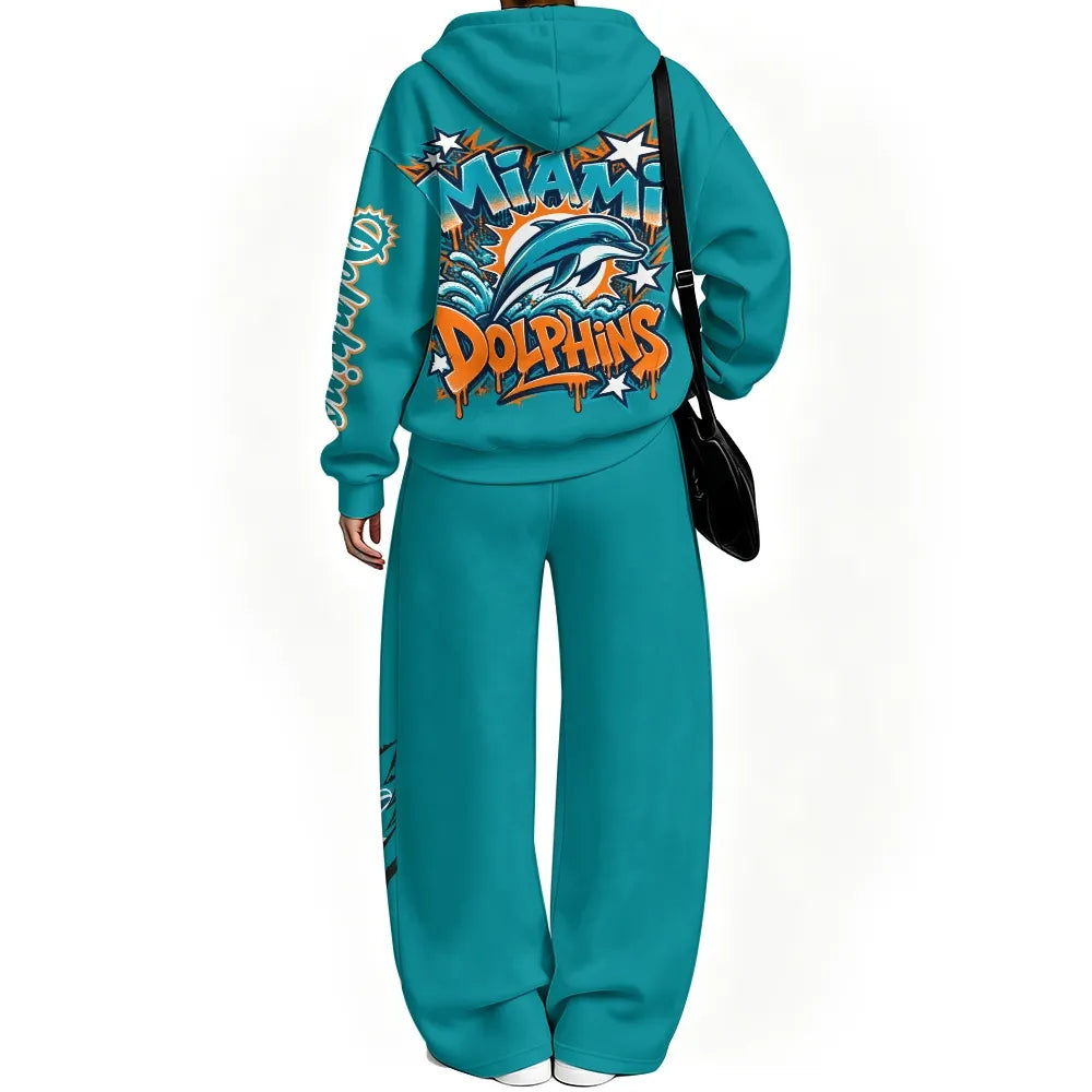 Miami Dolphins Vintage Plush Hoodie set| NFL