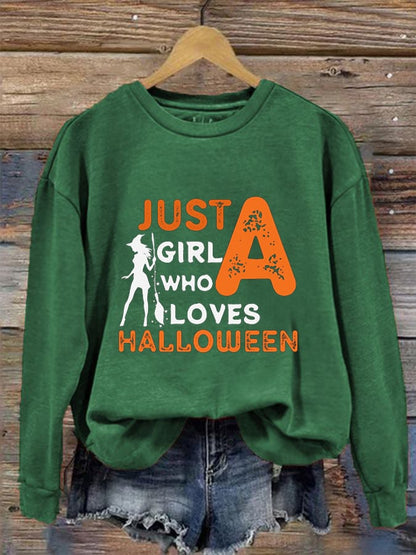 Women's Just A Girl Who Loves Halloween Crew Neck Sweatshirt