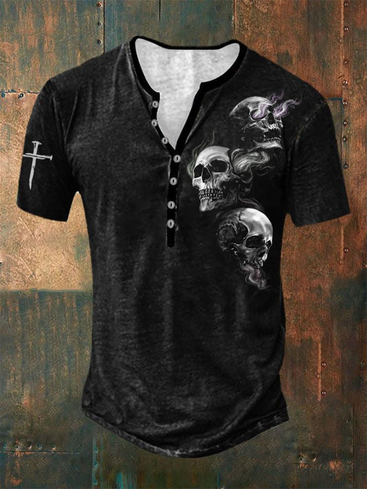 Men's 3d Dark Skull Print T-Shirt