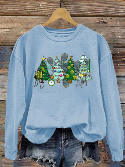 Women's Tennis Christmas Tree Print Sweatshirt