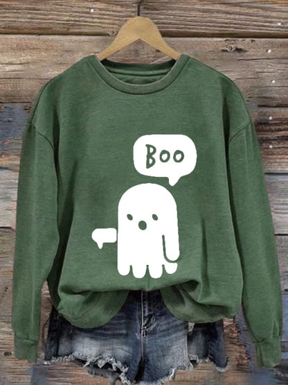 Women's Dislike Boo Ghost Printed Casual Sweatshirt