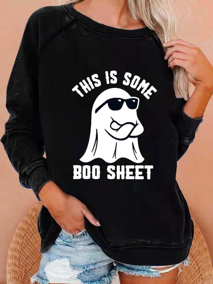 Women's Halloween This Is Some Boo Sheet Print Sweatshirt