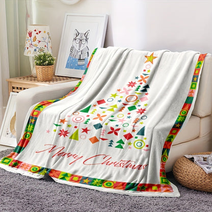 Cozy Christmas Tree Printed Throw Blanket - The Perfect Multi-Purpose Gift for All Seasons!
