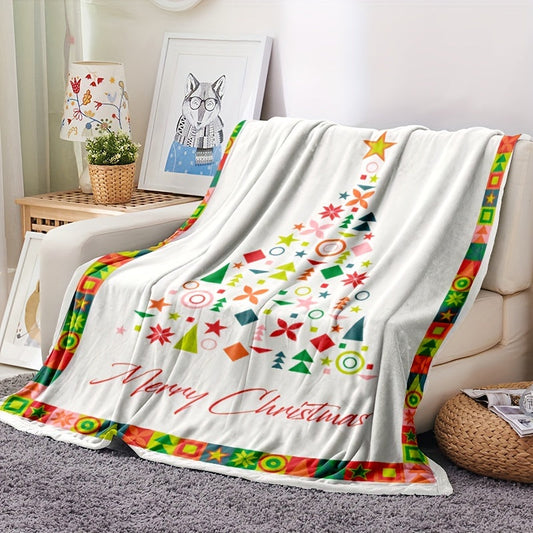 Cozy Christmas Tree Printed Throw Blanket - The Perfect Multi-Purpose Gift for All Seasons!