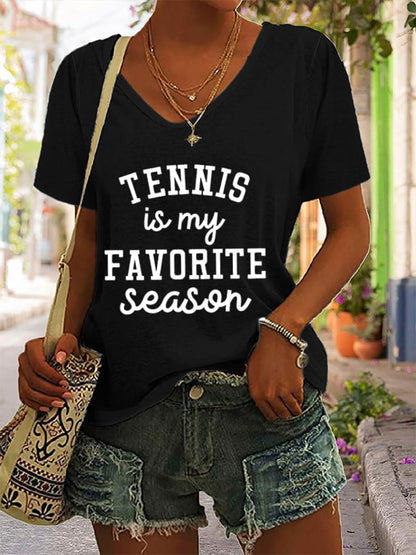 Women's Tennis Is My Favorite Season Print T-Shirt