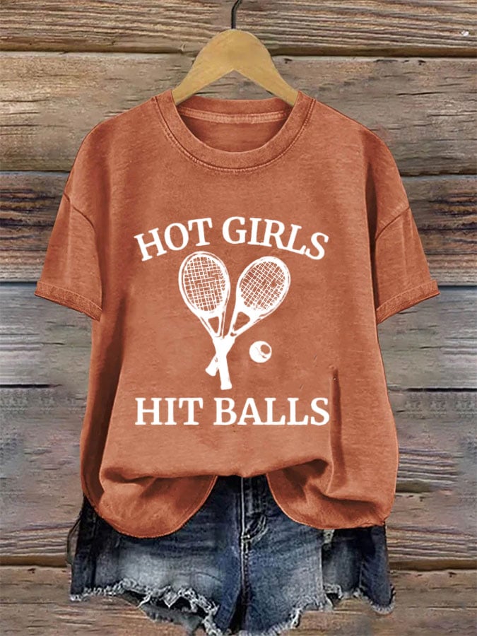 Women's Tennis Printed Round-Neck Casual T-Shirt