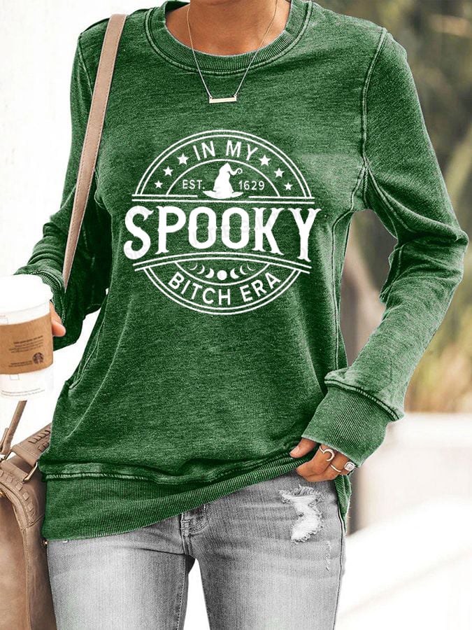 Women's In My Spooky Bitch Era Est.1629 Print Sweatshirt