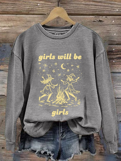 Women's Girls Witch Print Sweatshirt