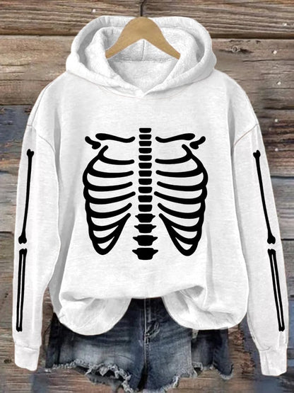 Women's Halloween Skeleton Bones Casual Hoodie