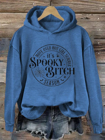 Women's Halloween Move Over Hot Girl Summer It's Spooky Bitch Season Print Casual Hoodie