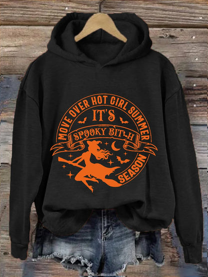 Women's Halloween Move Over Hot Girl Summer It's Spooky B*tch Season Printed Hooded Sweatshirt