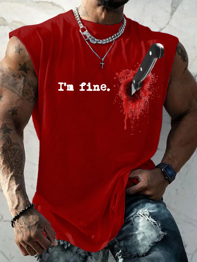 Men's I'm Fine Printed Tank Top