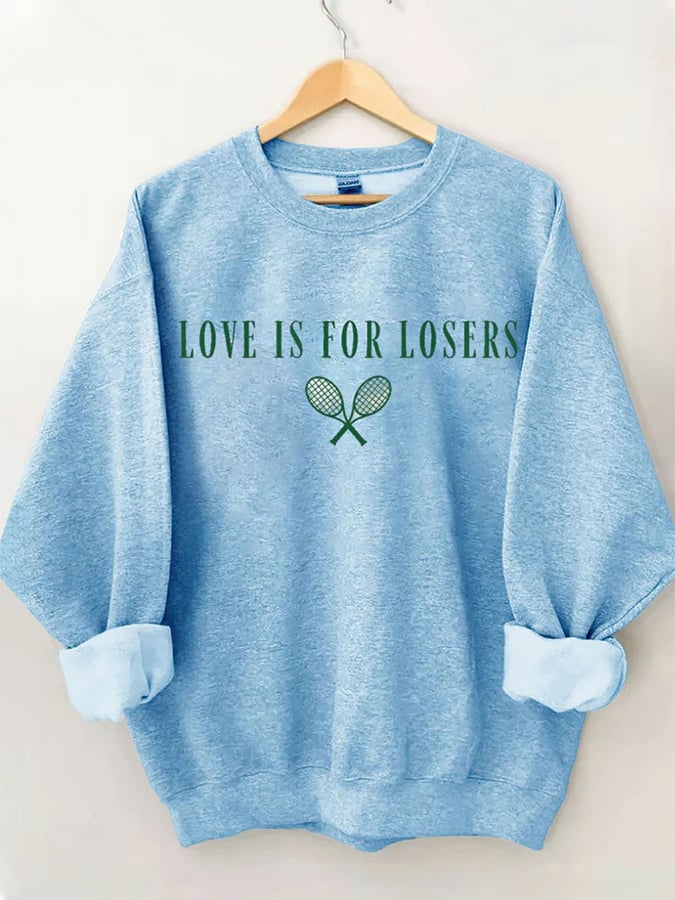 Women's Love Is For Losers Tennis Print Crewneck Sweatshirt