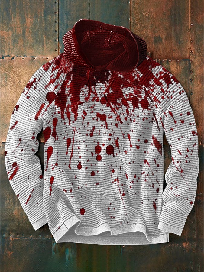 Men's Bloodstain Print Hooded Sweatshirt