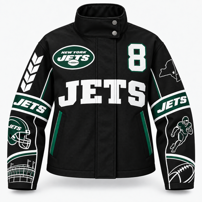NEW YORK JETS TEAM LOGO FOOTBALL GRAPHIC STAND COLLAR JACKET