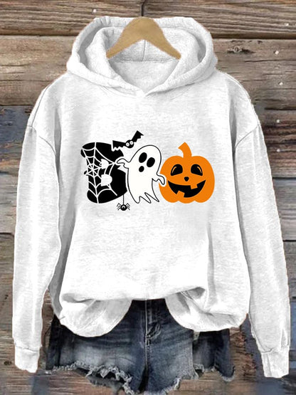 Women's Halloween Spooky Spider Boo Casual Hoodie