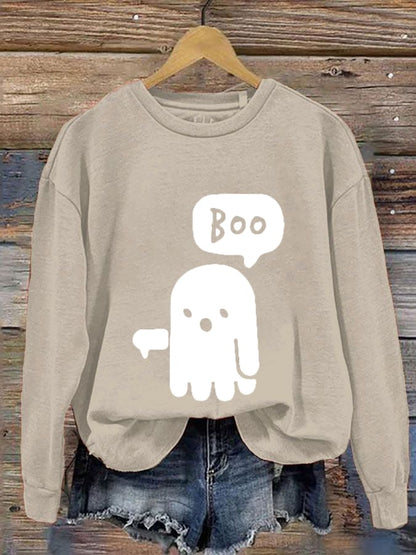 Women's Dislike Boo Ghost Printed Casual Sweatshirt