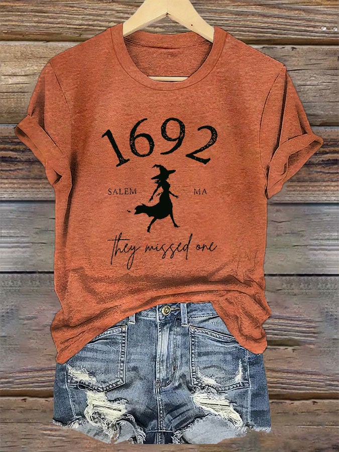 Women's 1692 They Missed One Salem Witch Printed T-Shirt