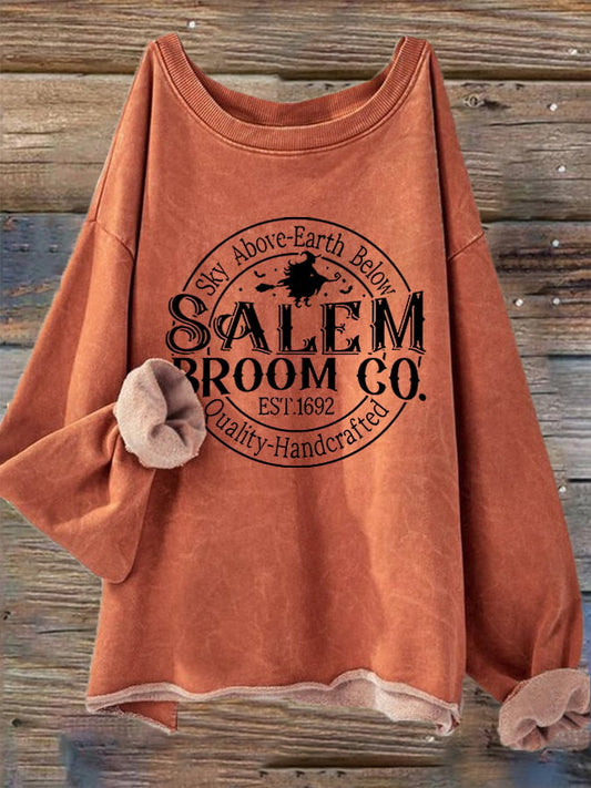 Women's Halloween Salem Broom Co. Casual Long-Sleeve T-Shirt