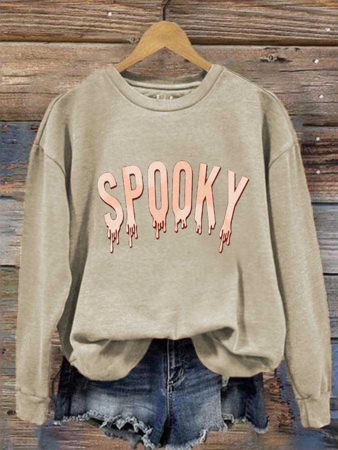 Women's Retro Halloween Creepy Cute Spooky Printed Sweatshirt