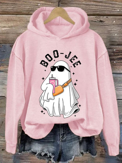 Women's Halloween Boo Jee Cute Ghost Casual Hoodie