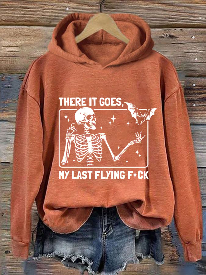 Women's Halloween There It Goes My Last Flying F*ck  Casual Hooded Sweatshirt