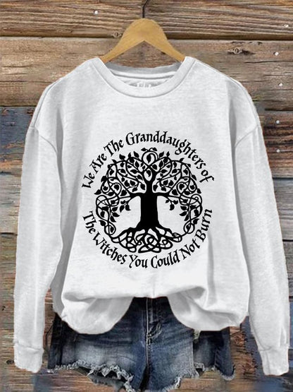 Women's Halloween We Are The Granddaughters of Witches You Could Not Burn Tree Print Sweatshirt