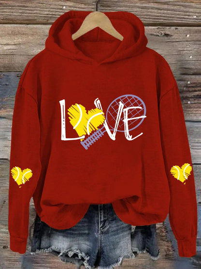 Women's Love Tennis Casual Hoodie