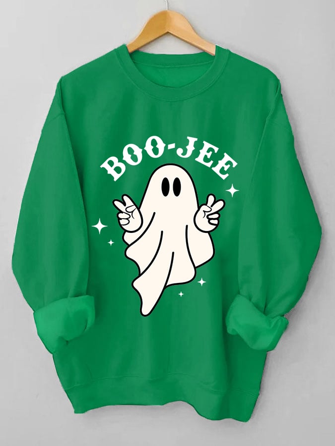 Women's Halloween Boo Jee Cute Ghost Casual Sweatshirt