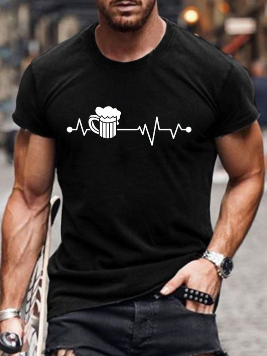 Men's Oktoberfest Beer Printed 100% Cotton Short Sleeve T-Shirt