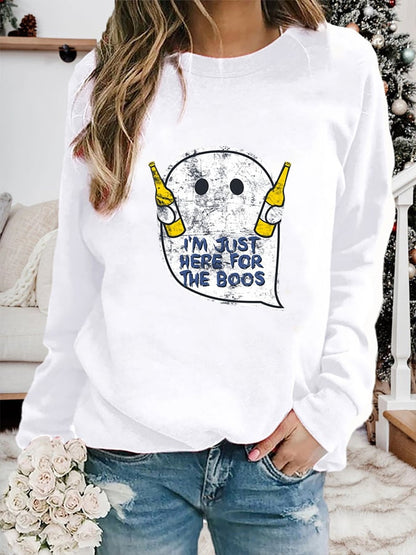 Women's "I'm just here for the boos" printed casual sweatshirt