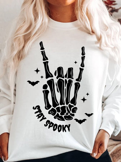 Women's Halloween Skeleton Palm Casual Sweatshirt