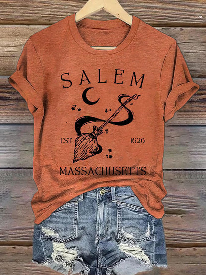 Women's Salem Massachusetts Halloween Print T-Shirt