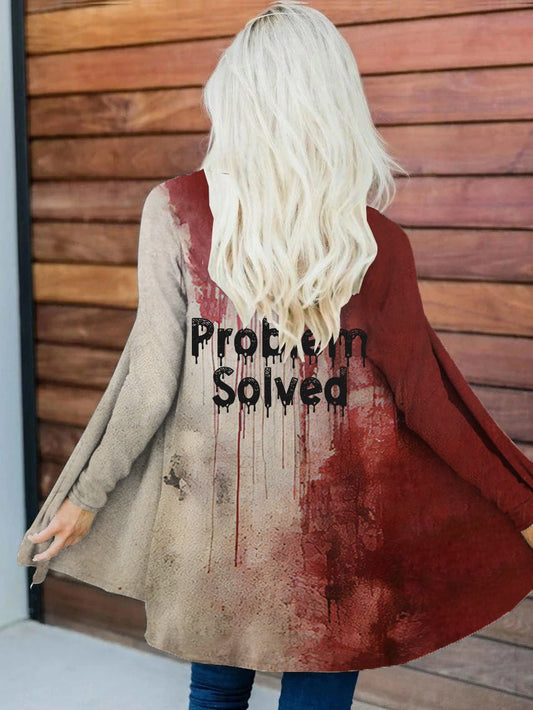 Women's Problem Solved Halloween Print Long Sleeve Cardigan