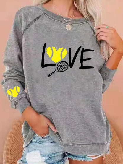 women's love tennis printed sweatshirt