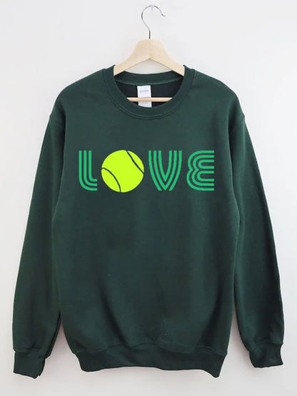 Women's Tennis Love Tennis Print Crewneck Sweatshirt
