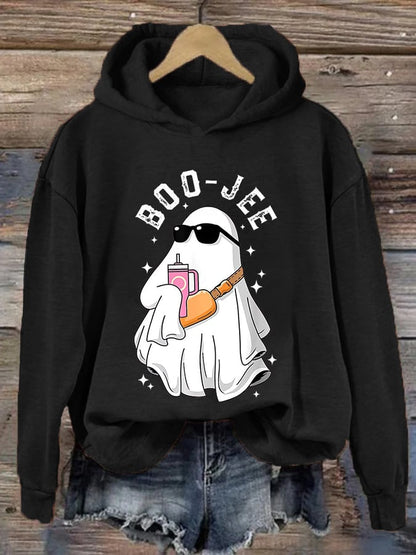 Women's Halloween Boo Jee Cute Ghost Casual Hoodie